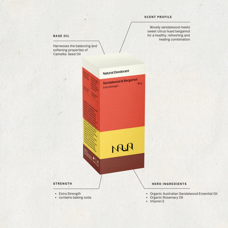 Sandalwood & Bergamot Natural Deodorant - Extra Strength