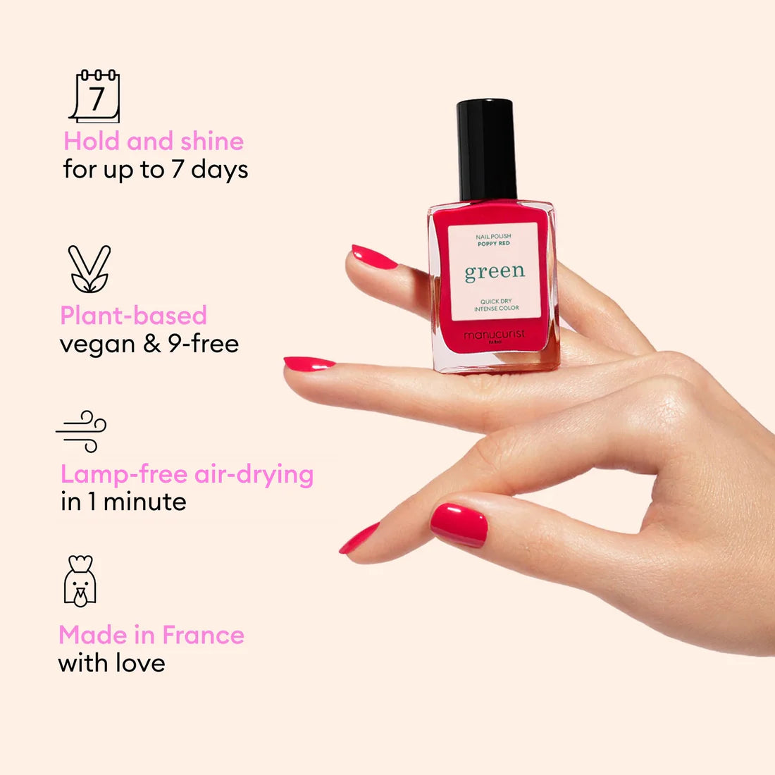 Green Natural Nail Polish in Red Cherry
