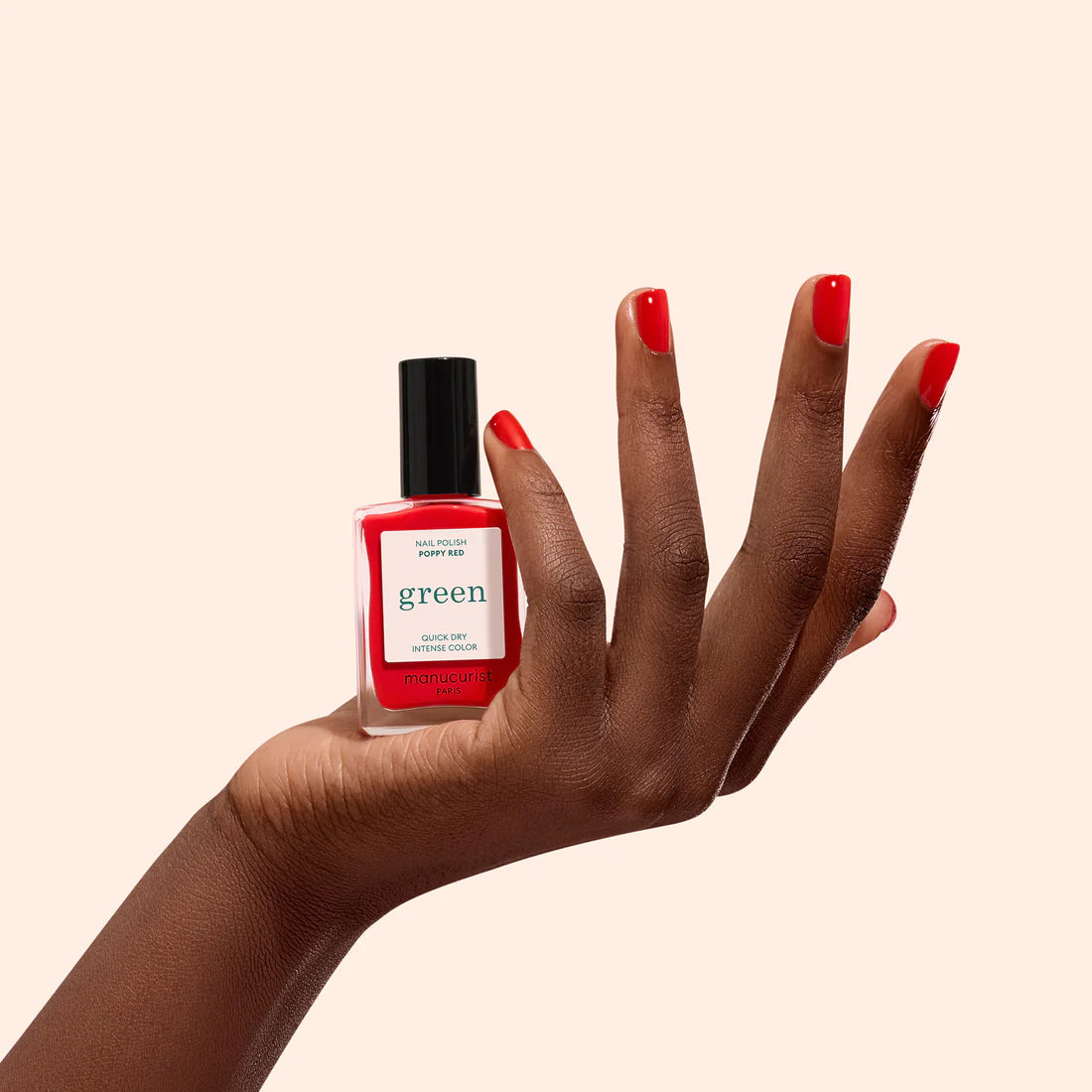 Green Natural Nail Polish in Poppy Red