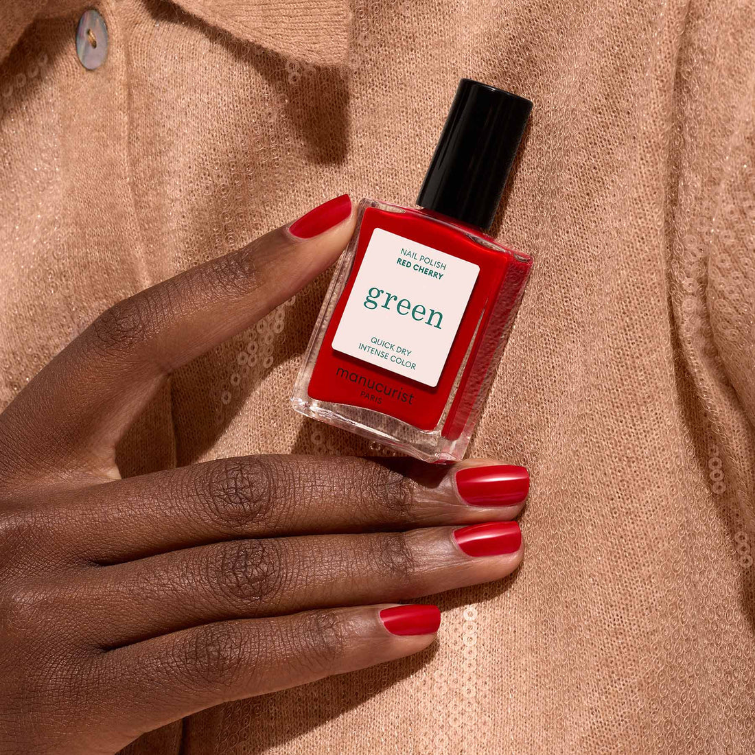 Green Natural Nail Polish in Red Cherry