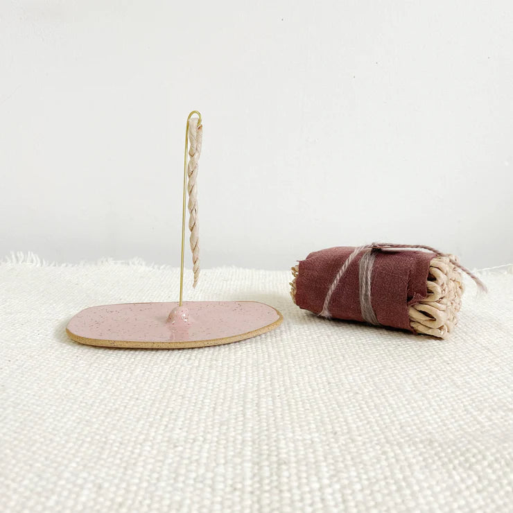 Pink Ceramic Rope Incense Burner